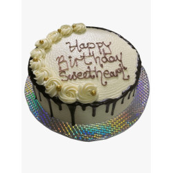 10 Inch Single Layer Butter Cream Vanilla with Chocolate Drip