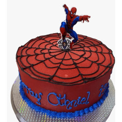 10 Inch Double Layer Red Velvet Butter Cream Cake With Spiderman Topping