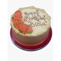 10 Inch Double Layer Vanilla Butter Cream Cake with Roses Decoration on Top