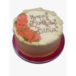 10 Inch Double Layer Vanilla Butter Cream Cake with Roses Decoration on Top