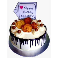 10 Inch Double Layer Butter Cream Chocolate Cake with Chocolates and Biscuits on Top