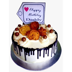 10 Inch Double Layer Butter Cream Chocolate Cake with Chocolates and Biscuits on Top