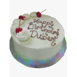 8 Inch Single Layer Vanilla Butter Cream Cake with Cherries on Top